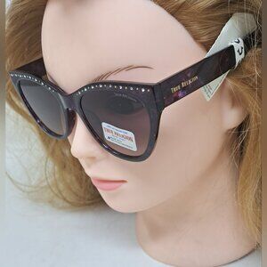 NWT True Religion Women's Sunglasses Crystals Diamonds Deep Purple TR56389